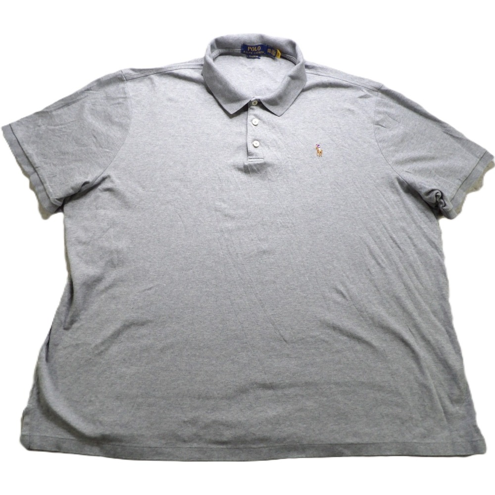 Polo Ralph Lauren Classic Fit Gray Cotton Shirt Men XXL Short Sleeves Flesh Pony